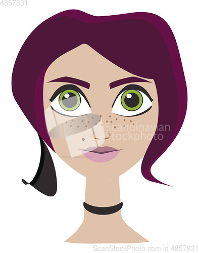 Image of A young girl with her trendy violet color dyed hair vector color