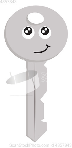 Image of Light grey smiling key  vector illustration on white background 