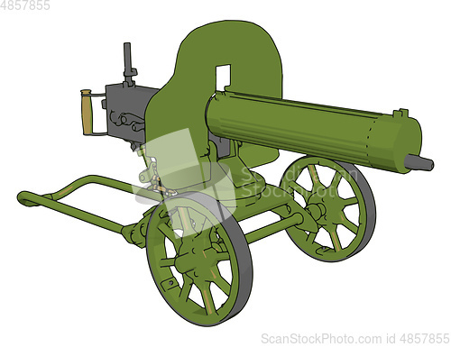 Image of 3D vector illustration on white background  of a green  military