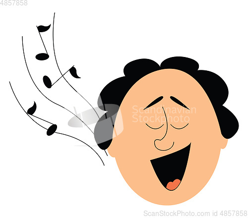 Image of Portrait of a funny-looking man singing viewed from the front an