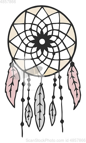 Image of Traditional native American dream catcher vector or color illust