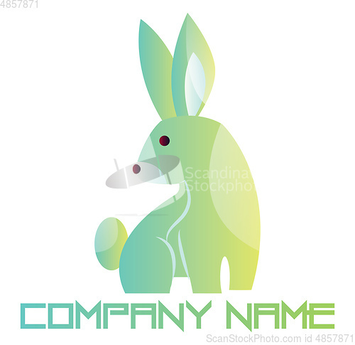 Image of Baby green and blue rabbit vector logo design on a white backgro