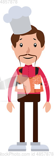 Image of Cartoon chef with mustaches illustration vector on white backgro