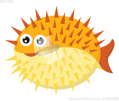 Image of A yellow-colored cartoon hedgehog fish vector or color illustrat