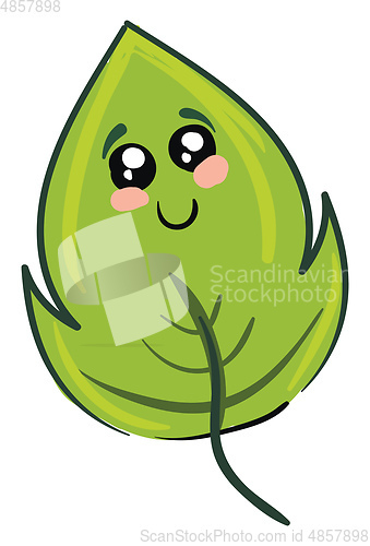 Image of Emoji of a cute leaf vector or color illustration