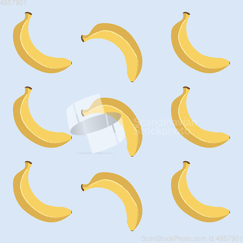 Image of The pattern of nine yellow bananas over blue background vector o