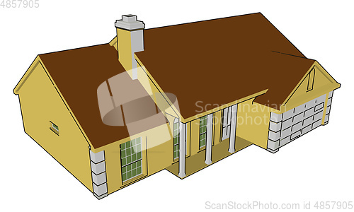 Image of V shaped roof house vector or color illustration