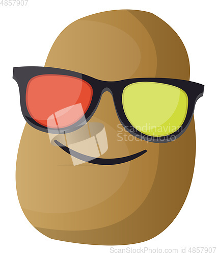 Image of Cartoon potato wearing sunglasses illustration vector on white b