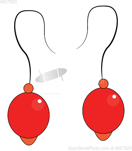 Image of Red earrings illustration vector on white background 