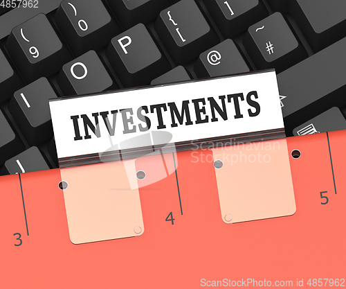 Image of Investments File Shows Stock Investing 3d Rendering