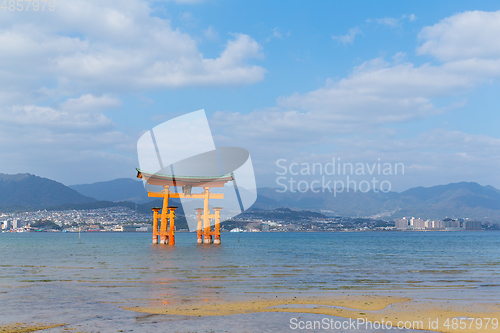 Image of The great Torii of Itsukushima Shrine.