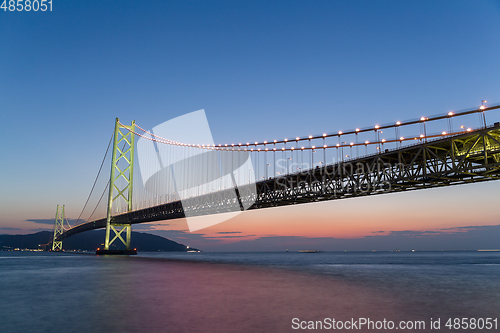 Image of Akashi Kaikyo Bridge at sunset