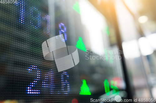 Image of Stock market index numbers display at street