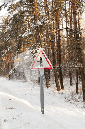 Image of Winter time road main sign