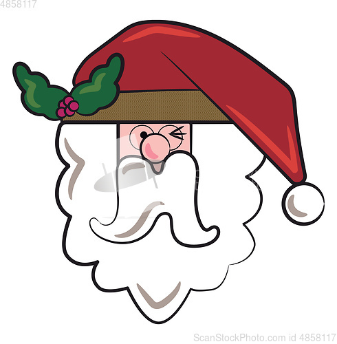 Image of Santa Claus face with red cap vector or color illustration