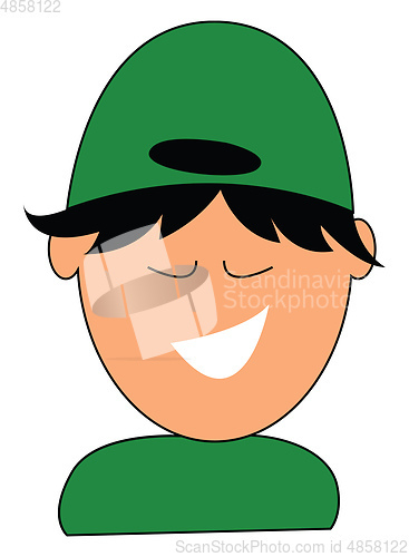 Image of A boy in green cap vector or color illustration