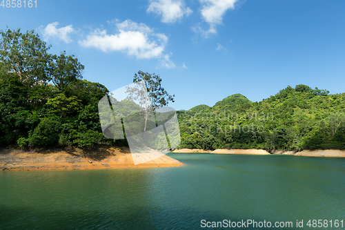 Image of Beautiful Reservoir and skyline