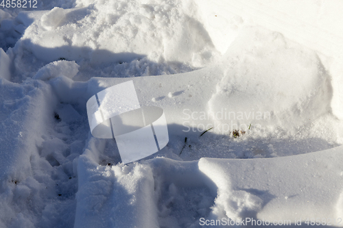 Image of snow road closeup