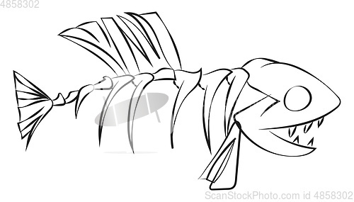 Image of Line art of a fish skeleton vector or color illustration