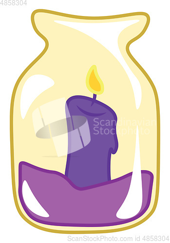 Image of Burning candle inside a jar vector or color illustration