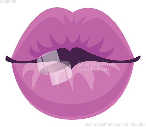 Image of Purple lips vector illustration on white background.