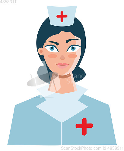 Image of A nurse at the hospital dressed in her uniform/Nurse uniform dre