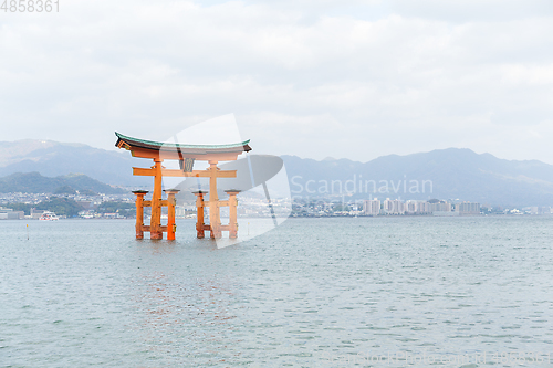 Image of Giant floating Shinto torii gate of the Itsukushima Shrine