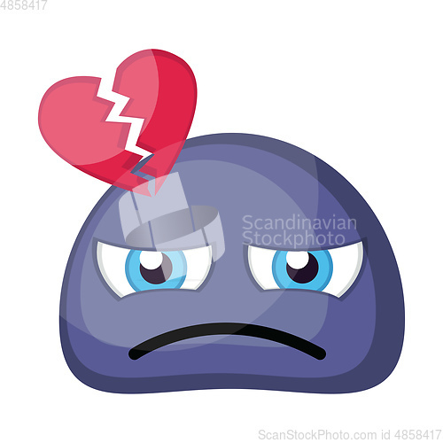 Image of Sad broken hearted blue emoji face vector illustration on a whit