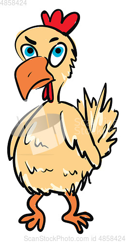 Image of A chicken with an angry expression vector or color illustration
