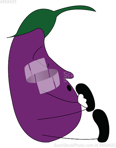 Image of A cute eggplant emoji sleeping with its eyes closed vector color