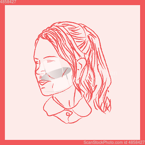 Image of Girl wearing a ponytail looks cute vector or color illustration