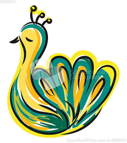 Image of Blue and yellow peacock vector illustration on white background 