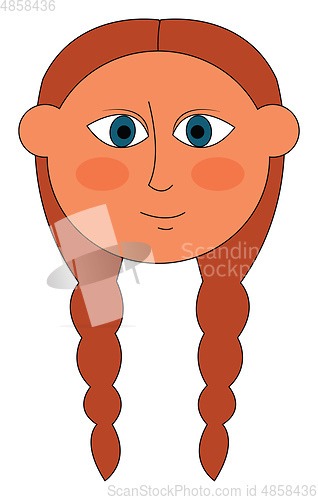 Image of Red headed girl with pigtails vector illustration 
