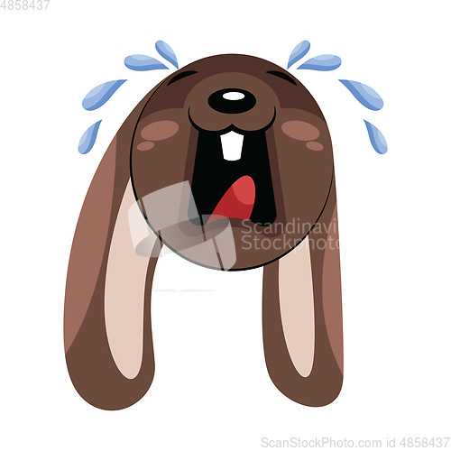 Image of Sad crying brown dog head vector illustration on a white backgro