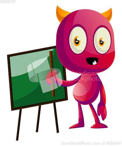 Image of Devil with blackboard, illustration, vector on white background.