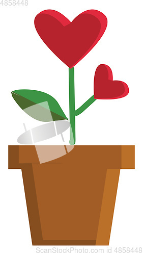 Image of Valentine flower heart shaped in a pot illustration color vector