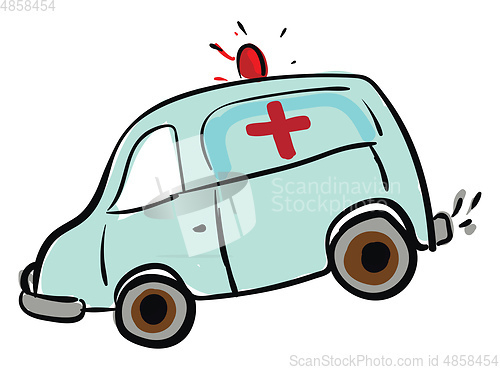Image of Ambulance car sketch illustration color vector on white backgrou