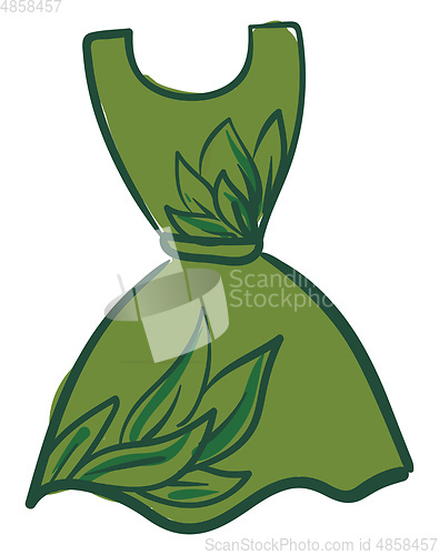 Image of Clipart of a showcase sleeveless round neck green-colored gown d