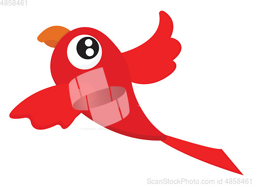 Image of A cute little cartoon red-colored parrot vector or color illustr