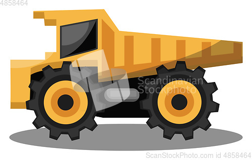 Image of Vector illustration of yellow transporting tractor on white back