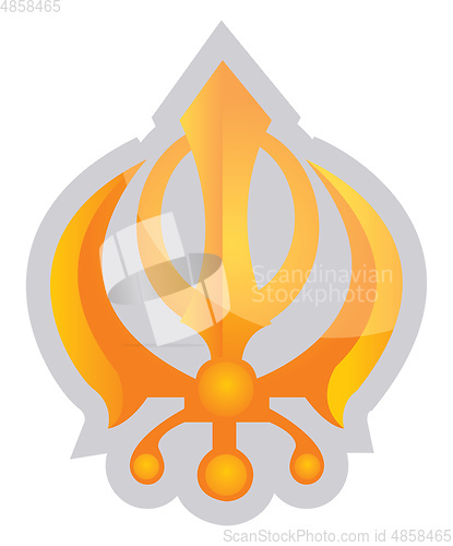 Image of Yellow symbol of a Sikhism religion vector illustration on a whi