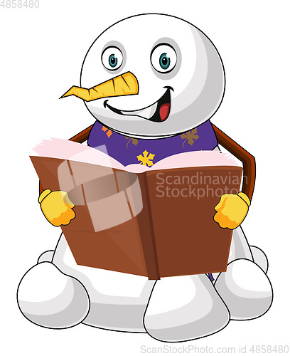 Image of Reading snowman illustration vector on white background