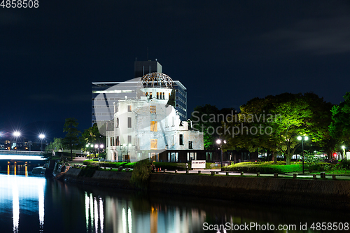 Image of A bomb dome in Hiroshima of Japan at night