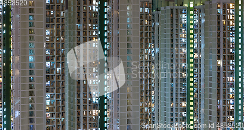 Image of Public housing building at night