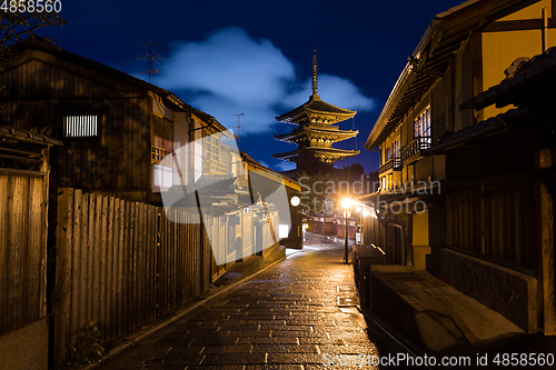 Image of Oriental streets in Kyoto at night