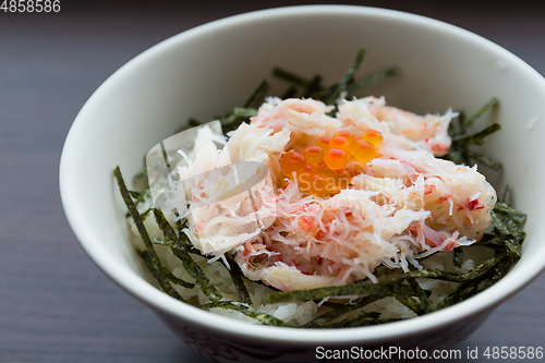 Image of Japanese seafood rice bowl, fresh crab meat