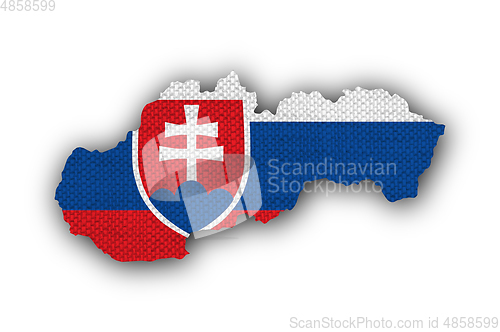 Image of Map and flag of Slovakia on old linen