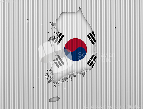 Image of Map and flag of South Korea 