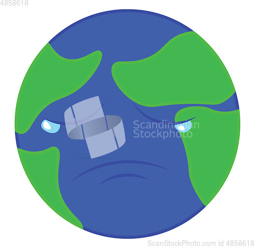 Image of Sad face of earth vector or color illustration