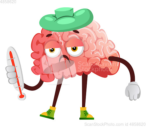 Image of Brain has a fever, illustration, vector on white background.
